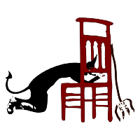 Devil kneeling before chair for forgiveness