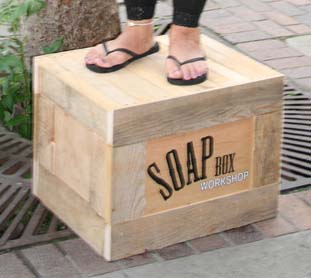 Feet on a soapbox