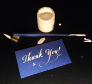 Thank-you calligraphy with pen and ink