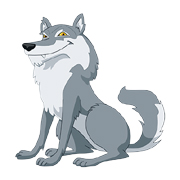 Cartoon of grey wolf